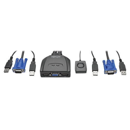 TRIPP-LITE 2-Port USB/VGA Cable KVM Switch with Cables and USB ...